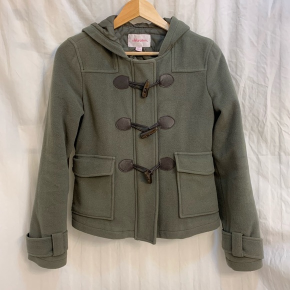 Xhilaration Military Inspired Olive Green Cropped Trench Coat - Medium - Picture 5 of 12